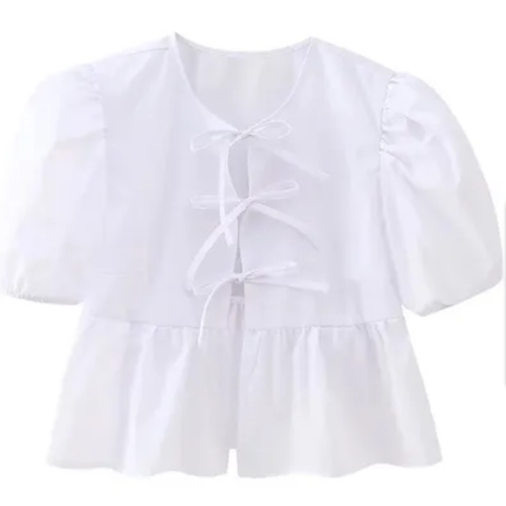Peplum tie blouse